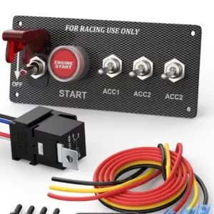 12V Ignition Switch Panel with Engine Start Button and 3 Toggles