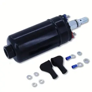 6 Bar External Inline Fuel Pump with Banjo Outlet and Wiring Kit
